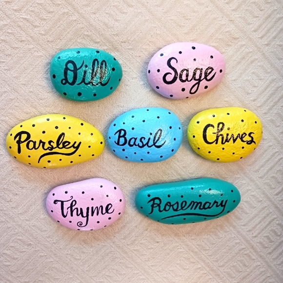 Hand Painted Garden Herb Markers - Set of 7 - Picture 1 of 4